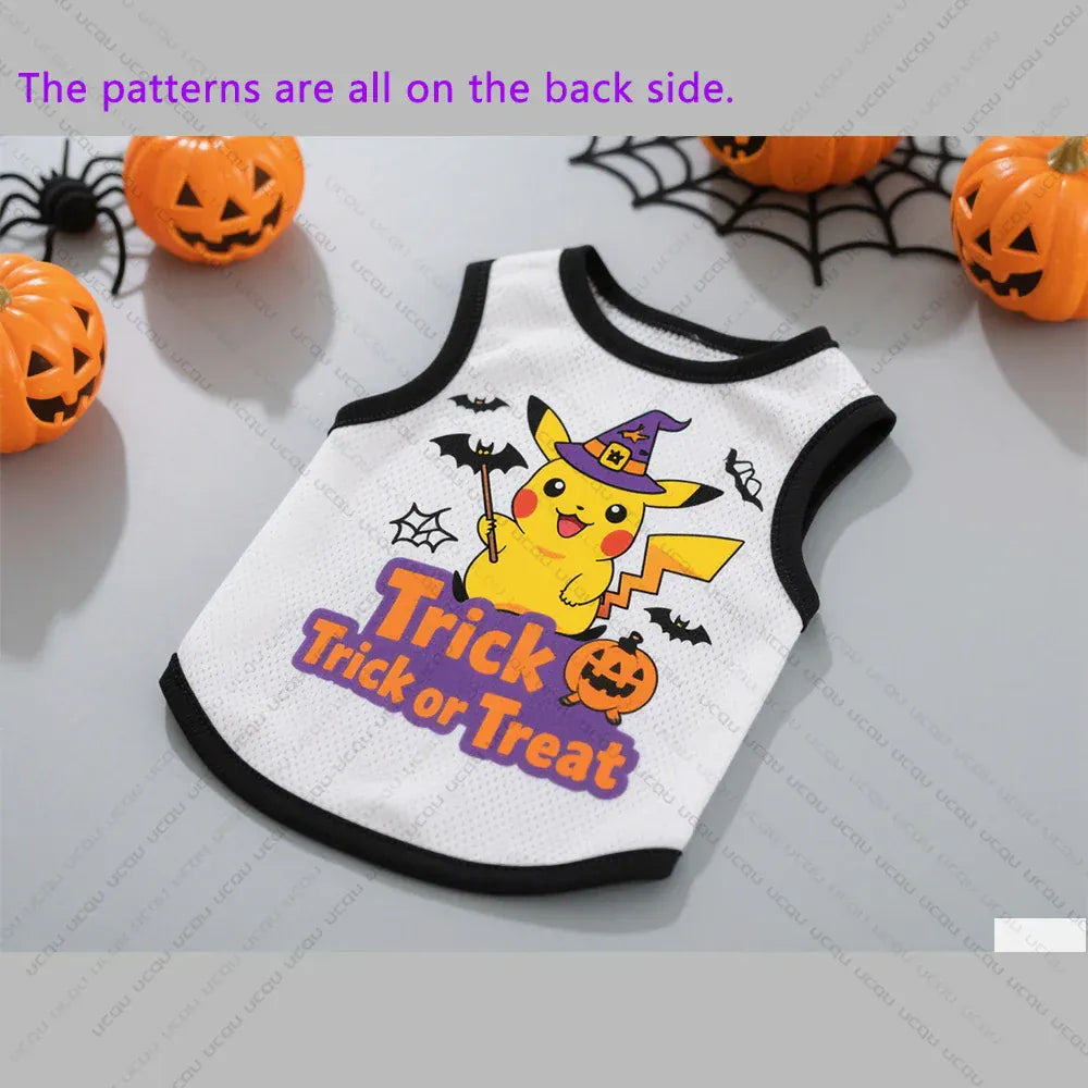 Halloween Pet Costume – Terrifying Pikachu Pattern Dog Vest for Cats & Small Dogs