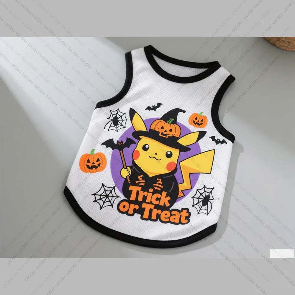 Halloween Pet Costume – Terrifying Pikachu Pattern Dog Vest for Cats & Small Dogs