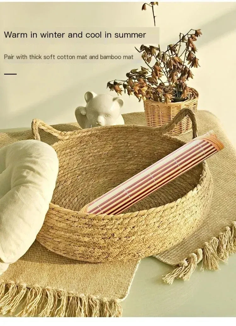 Handmade Vine Woven Cat Nest - 100% Cotton Detachable Four Seasons Bed