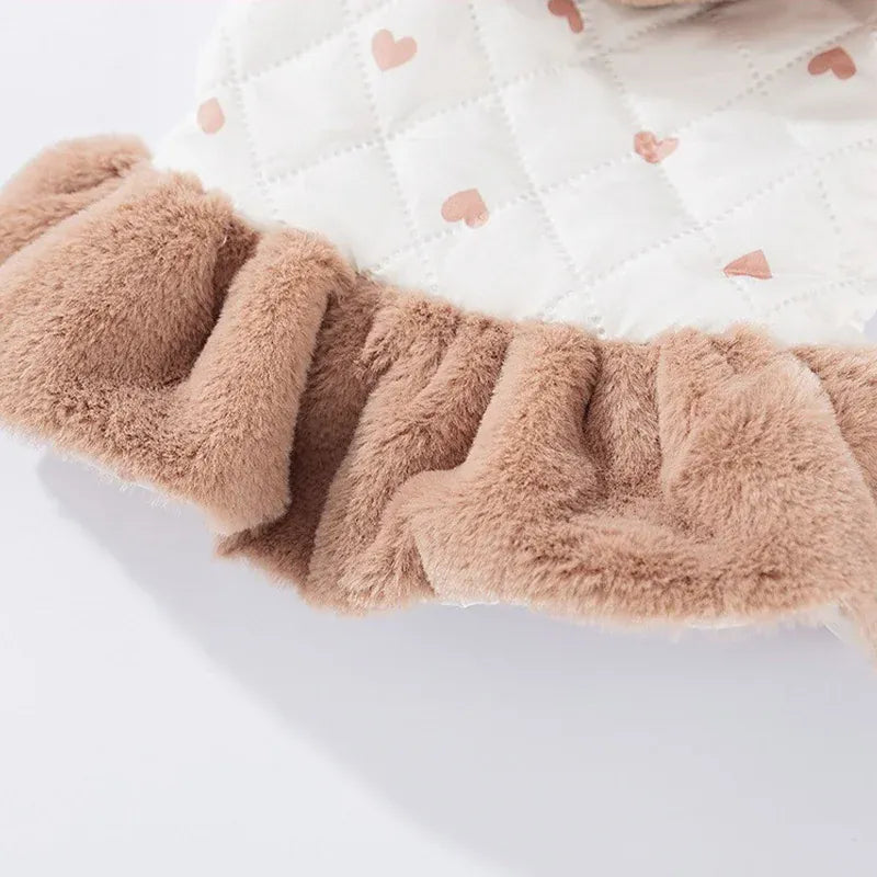 Heart Print Dog Down Jacket – Winter Warm Luxury Puppy Coat | Soft Cotton Dress for Small Dogs & Cats | Cute Chihuahua Outfit