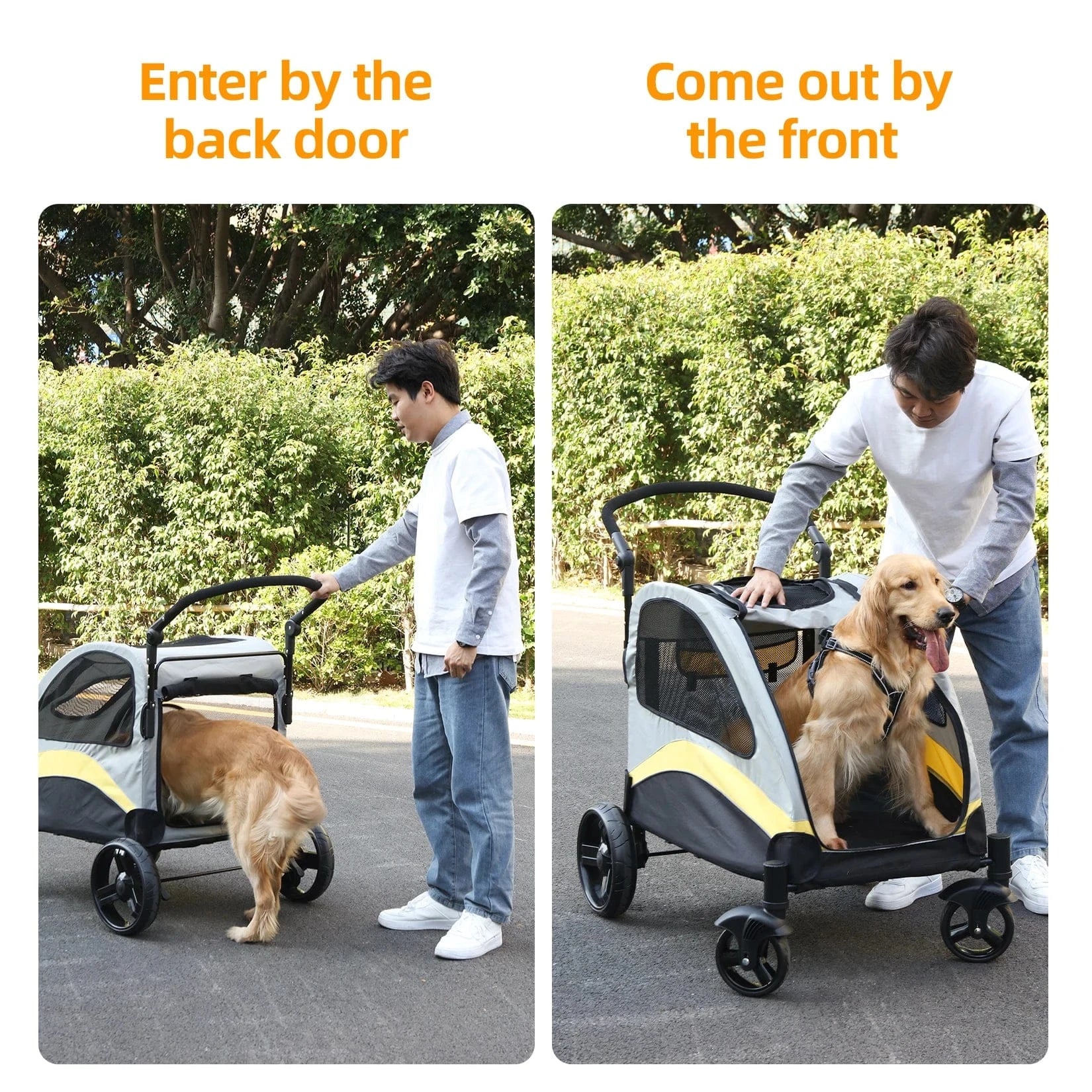 Heavy Duty Dog Stroller - 4-Wheel Foldable Carrier for Large Pets Up to 65kg
