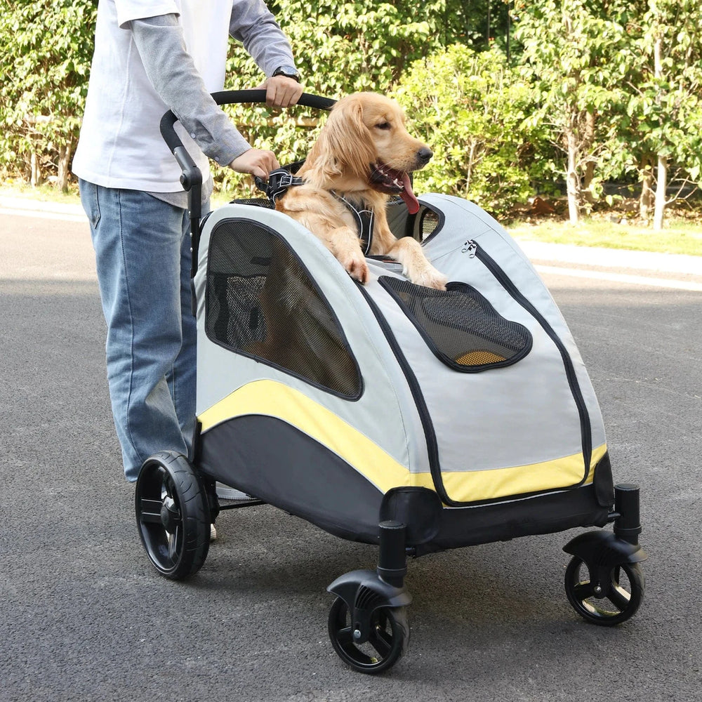Heavy Duty Dog Stroller - 4-Wheel Foldable Carrier for Large Pets Up to 65kg