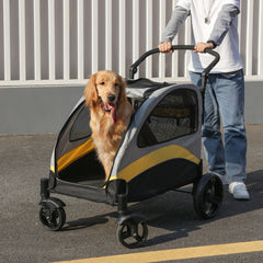 Heavy Duty Dog Stroller - 4-Wheel Foldable Carrier for Large Pets Up to 65kg