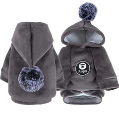 Hooded Velvet Dog Sweater - Cartoon Two-Leg Pet Jacket for All Seasons