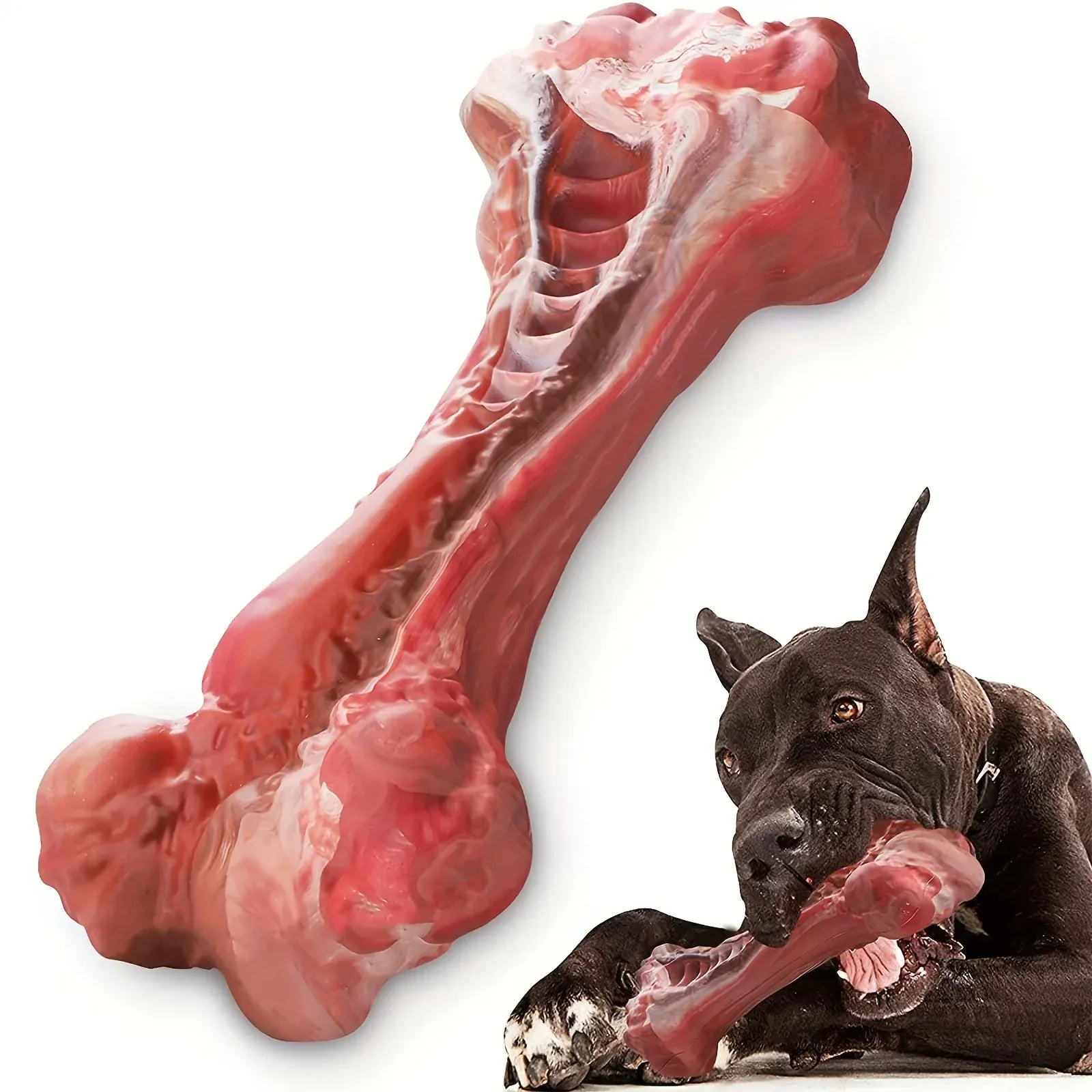 Indestructible Chew Toy for Aggressive Chewers – Durable Natural Rubber Bone for Teeth Cleaning