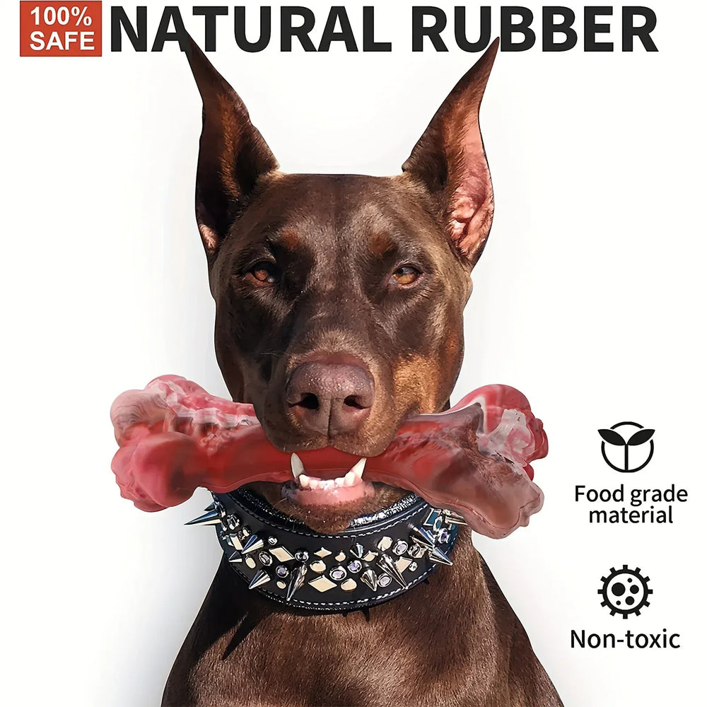 Indestructible Chew Toy for Aggressive Chewers – Durable Natural Rubber Bone for Teeth Cleaning