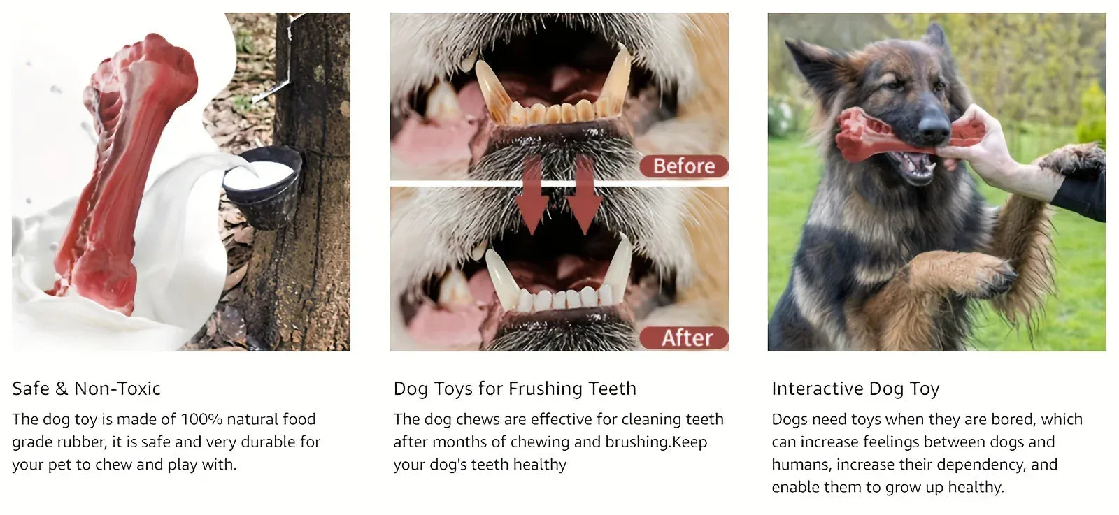 Indestructible Chew Toy for Aggressive Chewers – Durable Natural Rubber Bone for Teeth Cleaning
