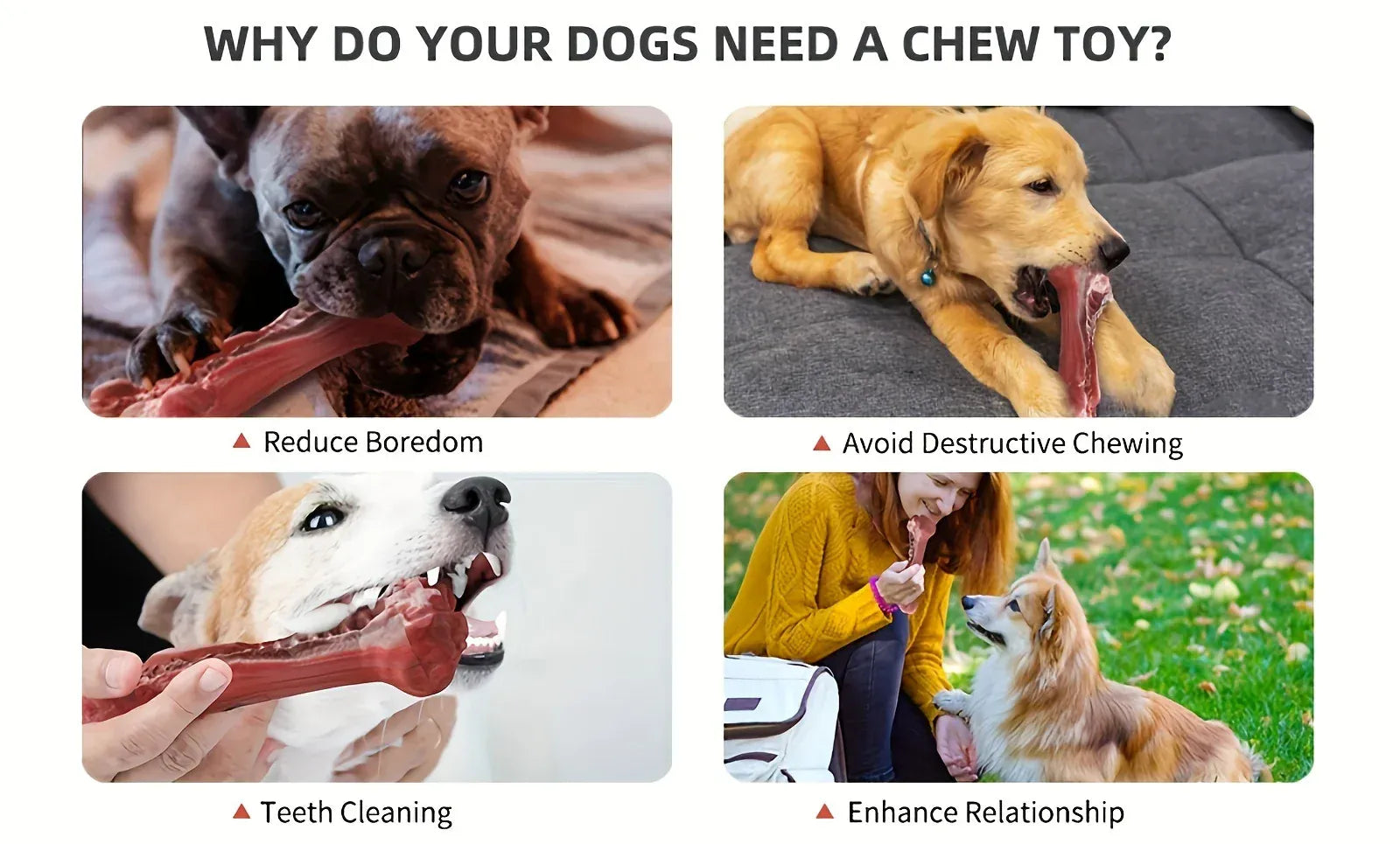 Indestructible Chew Toy for Aggressive Chewers – Durable Natural Rubber Bone for Teeth Cleaning