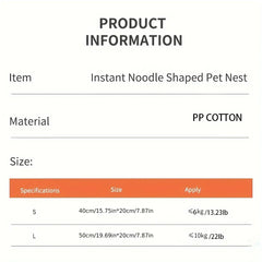 Instant Noodle Pet Bed - Super Large Warm Dog Cat Nest Removable Cover