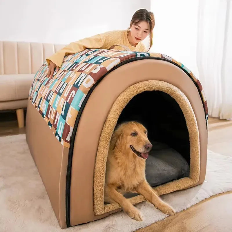 Insulated Large Dog House – Weatherproof Outdoor Kennel with Removable Roof for Extra Big Dogs