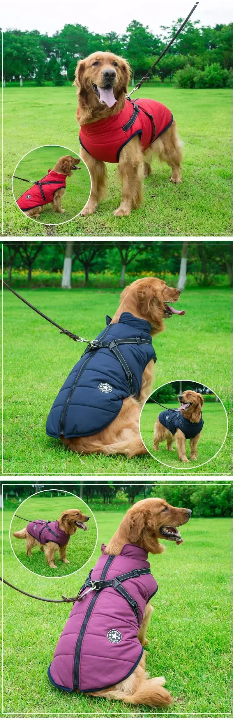 Integrated Dog Jacket & Harness - Waterproof Winter Coat for All Seasons