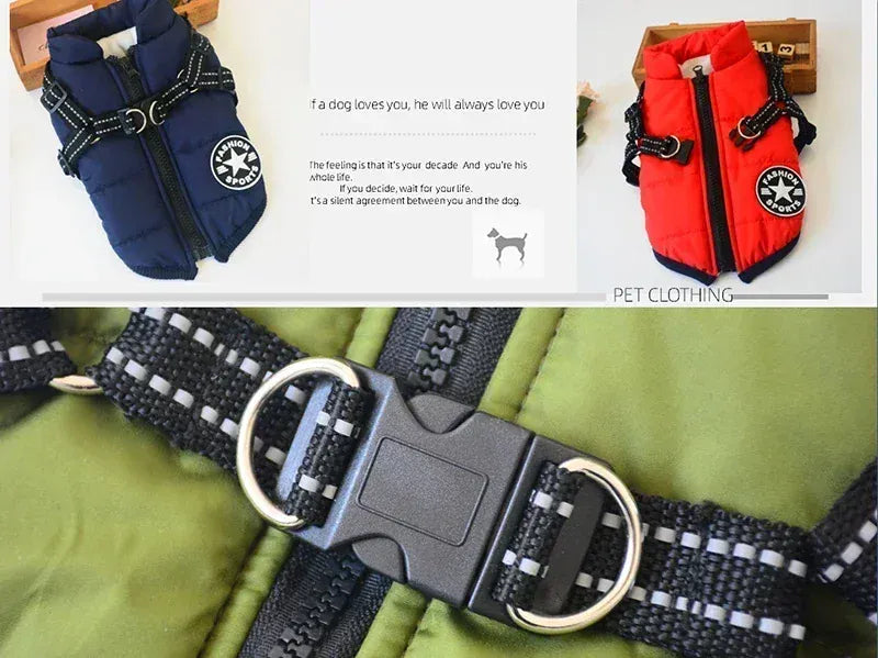 Integrated Dog Jacket & Harness - Waterproof Winter Coat for All Seasons
