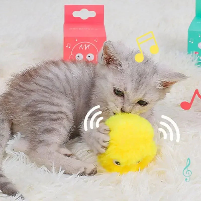 Interactive Cat Ball Toy - Automatic Squeaky Sound Motion Activated Catnip Toy