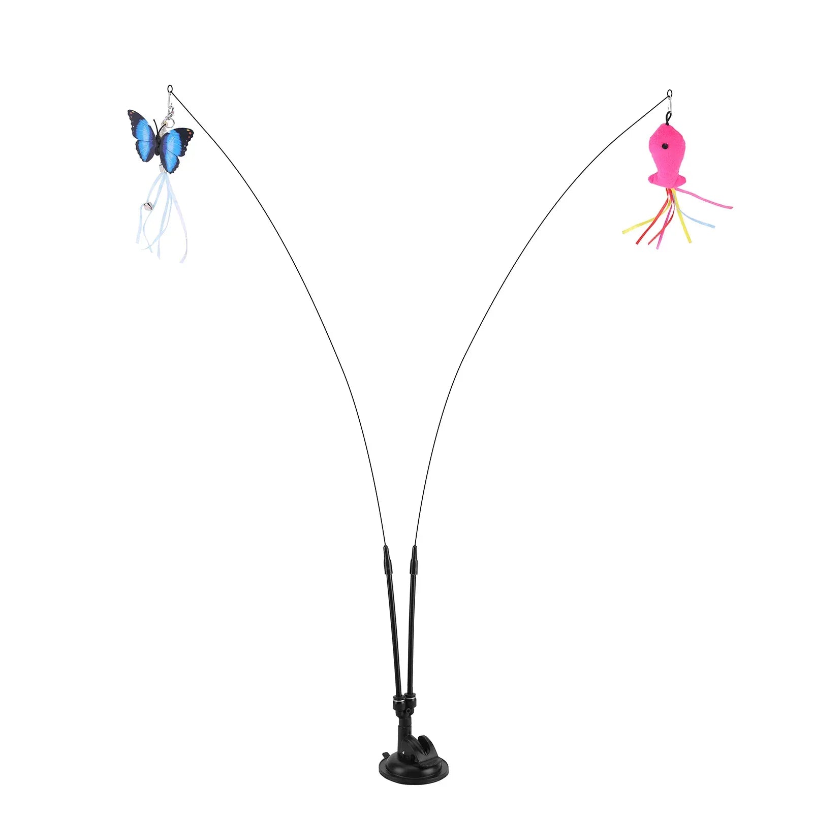 Interactive Cat Teaser Stick Set – 13-Piece Detachable Toy with Suction Cup Base & Replacement Heads