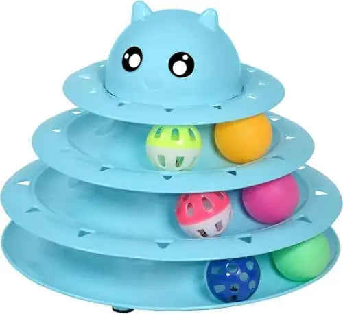 Interactive Cat Toy - 6 Color Turntable Puzzle with Balls for Kitten Mental Exercise