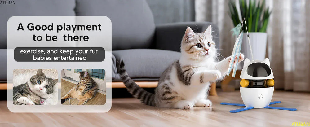 Interactive Cat Toys,3-in-1 Funny Exercise Electric Rotating Cat Toys for Indoor Cats Laser Toy, Automatic Cat Ball Kitten Toys