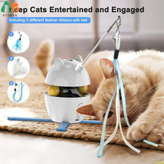 Interactive Cat Toys,3-in-1 Funny Exercise Electric Rotating Cat Toys for Indoor Cats Laser Toy, Automatic Cat Ball Kitten Toys