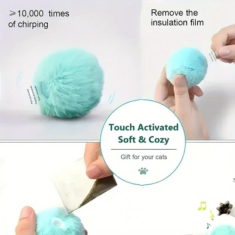 Interactive Electric Catnip Toy Ball | Smart Sounding Plush Ball for Cats & Dogs