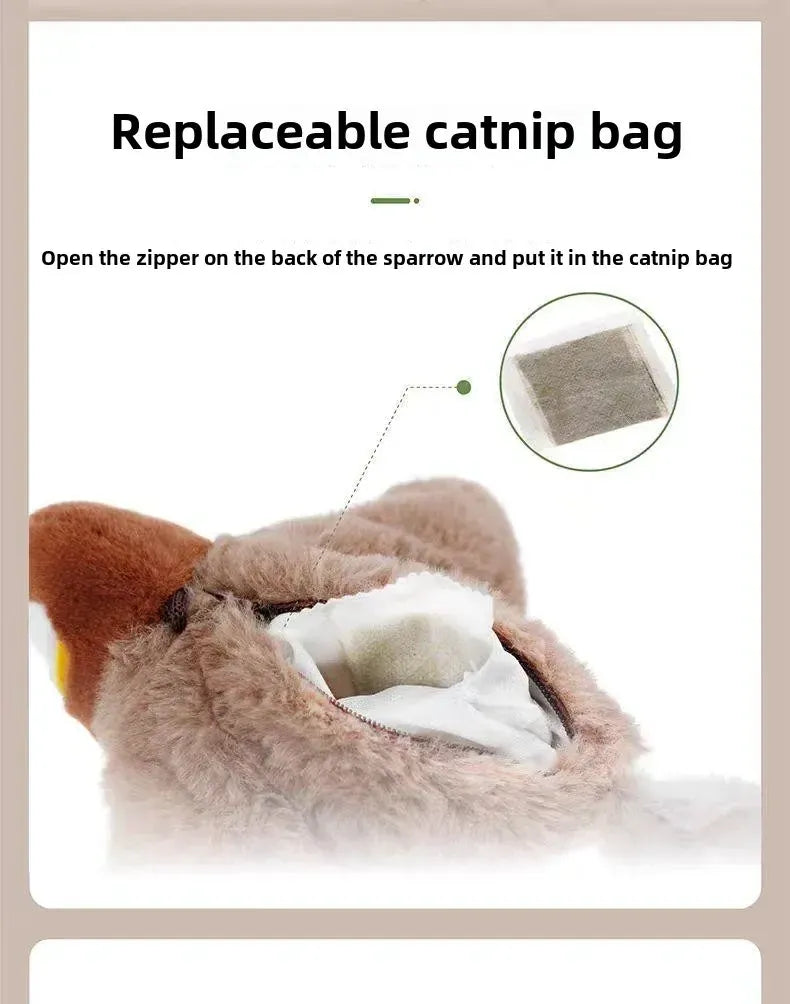 Interactive Flapping Bird Cat Toy – USB Rechargeable, Catnip-Activated Squeaky Plush with Motion & Sound