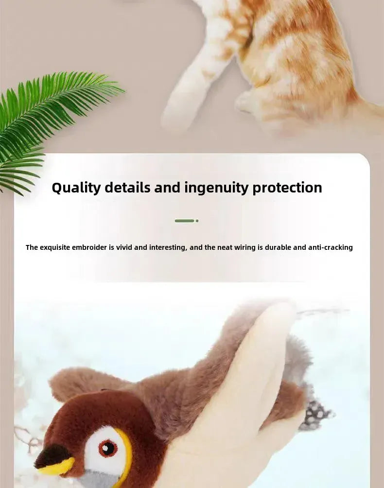 Interactive Flapping Bird Cat Toy – USB Rechargeable, Catnip-Activated Squeaky Plush with Motion & Sound