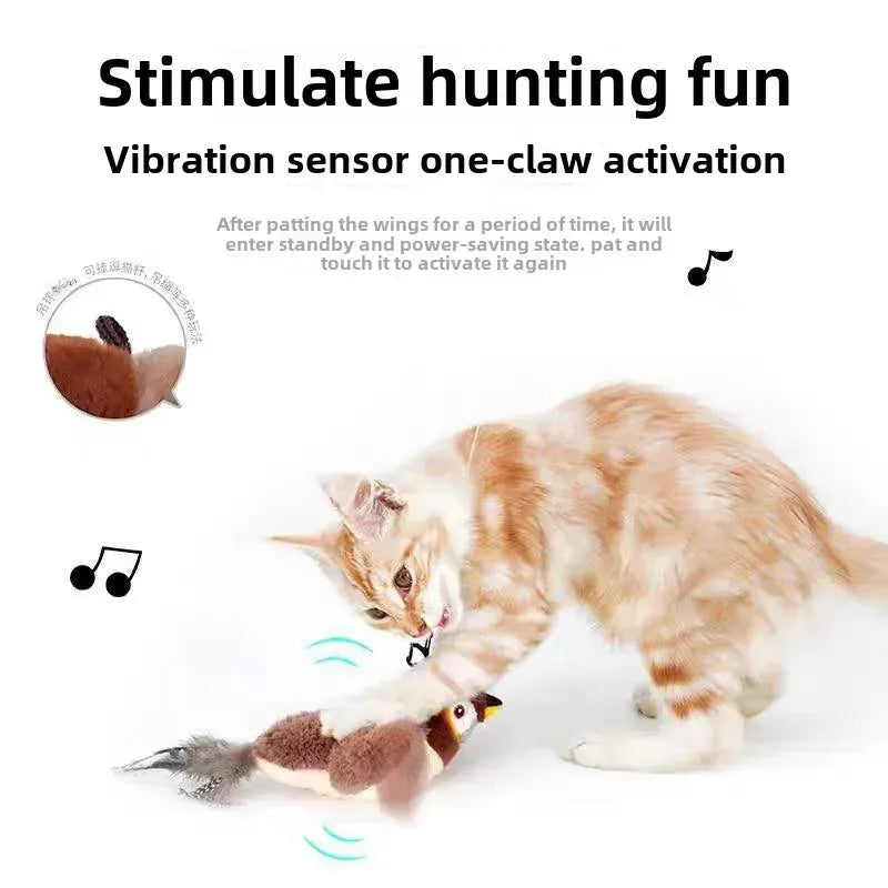 Interactive Flapping Bird Cat Toy – USB Rechargeable, Catnip-Activated Squeaky Plush with Motion & Sound