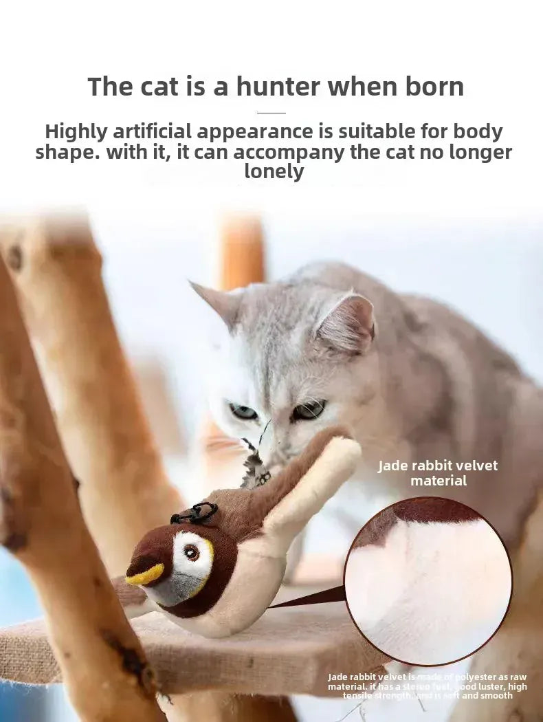 Interactive Flapping Bird Cat Toy – USB Rechargeable, Catnip-Activated Squeaky Plush with Motion & Sound