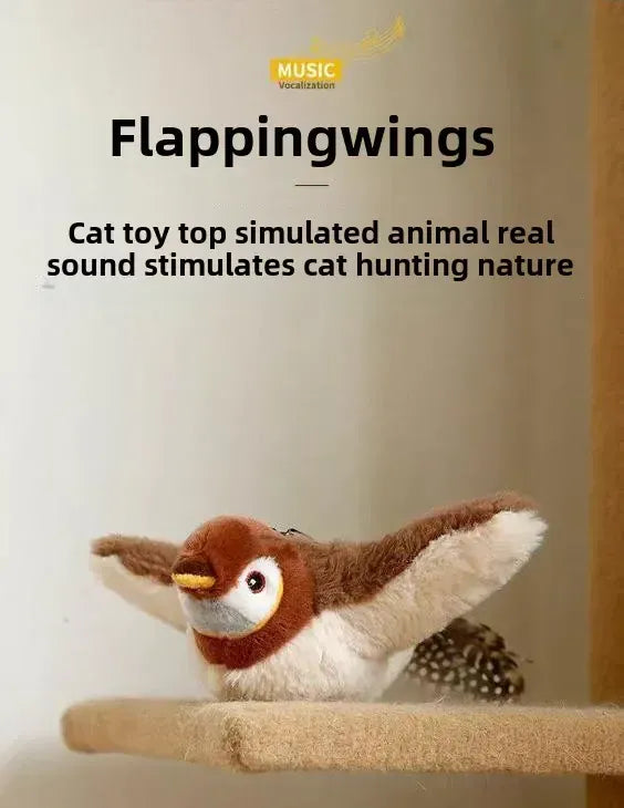 Interactive Flapping Bird Cat Toy – USB Rechargeable, Catnip-Activated Squeaky Plush with Motion & Sound