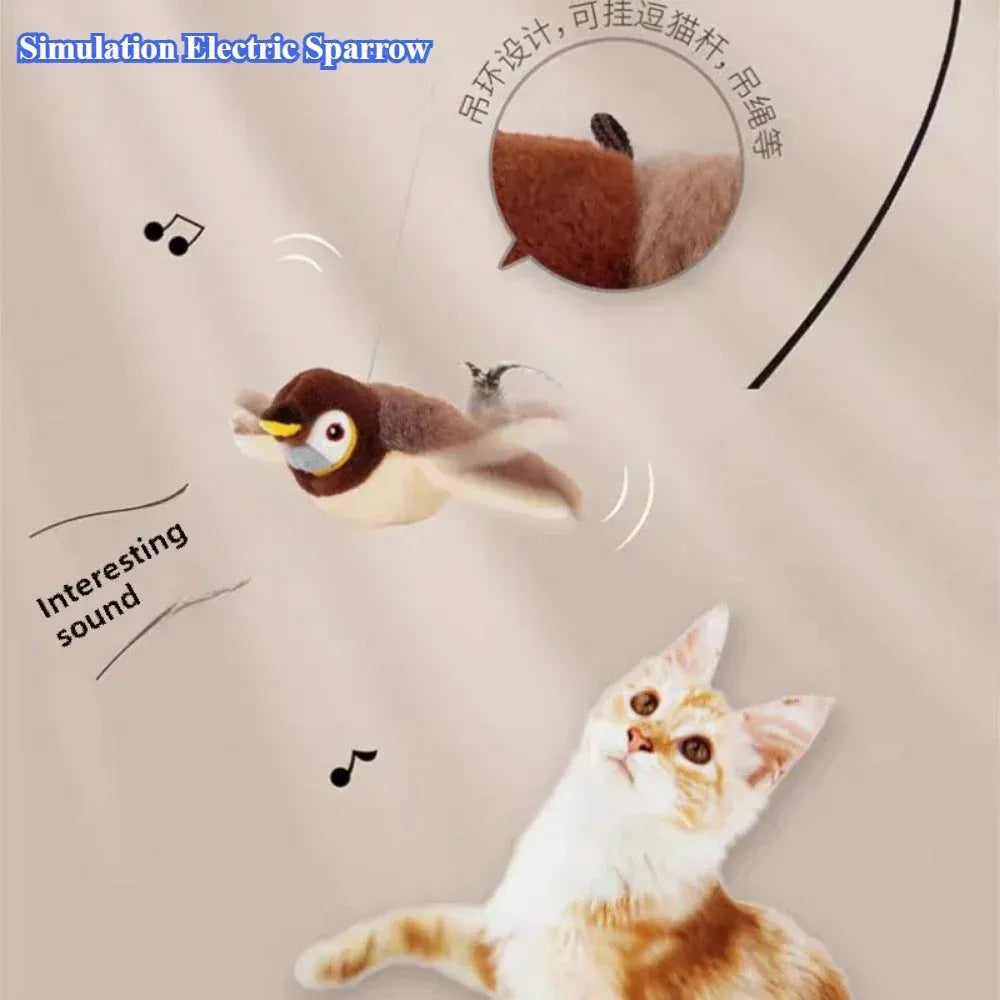 Interactive Flapping Bird Cat Toy – USB Rechargeable, Catnip-Activated Squeaky Plush with Motion & Sound