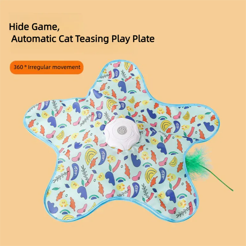 Interactive Hide & Seek Cat Toy | Motion-Activated Squeaky Mouse + Concealed Feather Teaser | Indoor Hunting Exercise Toy