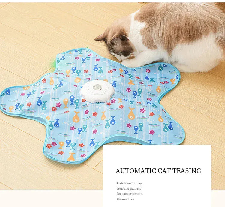 Interactive Hide & Seek Cat Toy | Motion-Activated Squeaky Mouse + Concealed Feather Teaser | Indoor Hunting Exercise Toy