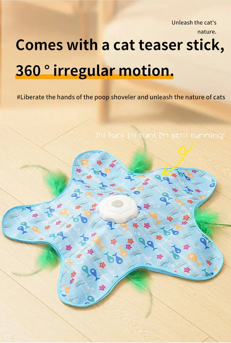 Interactive Hide & Seek Cat Toy | Motion-Activated Squeaky Mouse + Concealed Feather Teaser | Indoor Hunting Exercise Toy