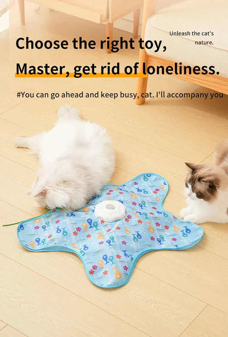 Interactive Hide & Seek Cat Toy | Motion-Activated Squeaky Mouse + Concealed Feather Teaser | Indoor Hunting Exercise Toy