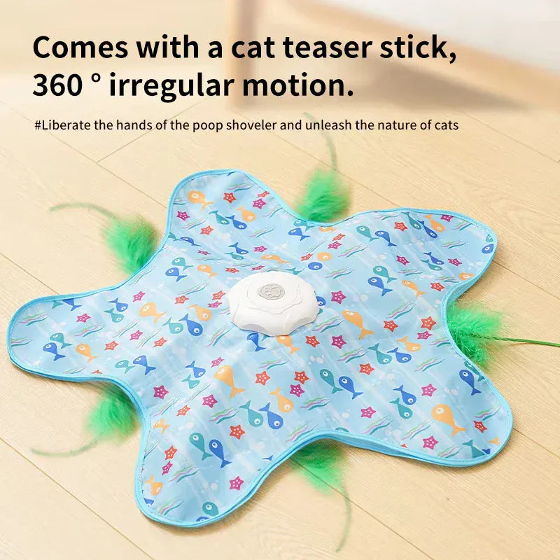 Interactive Hide & Seek Cat Toy | Motion-Activated Squeaky Mouse + Concealed Feather Teaser | Indoor Hunting Exercise Toy