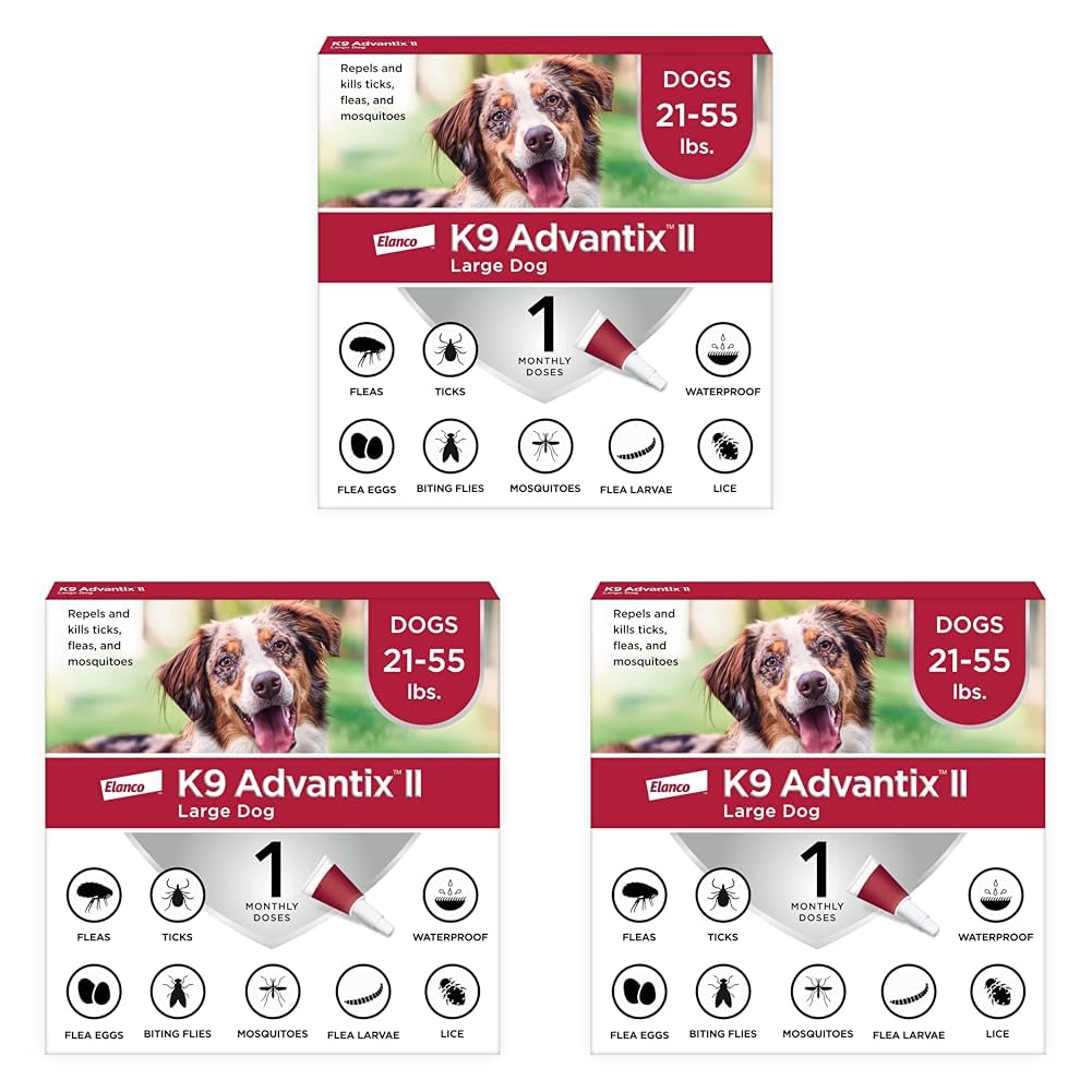 K9 Advantix II Large Dog – Vet-Recommended Flea, Tick & Mosquito Treatment for Dogs 21-55 lbs, 4-Month Supply