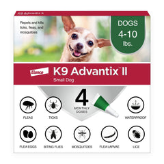 K9 Advantix II Small Dog – Vet-Recommended Flea, Tick & Mosquito Treatment for Dogs 4-10 lbs, 4-Month Supply