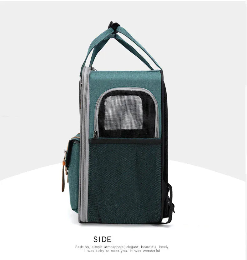 Large Cat Carrier Backpack - Three-Sided Breathable Pet Travel Bag with Sun Protection, Thickened Wear-Resistant Pet Luggage