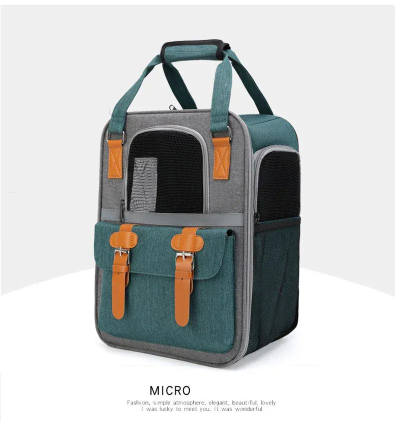 Large Cat Carrier Backpack - Three-Sided Breathable Pet Travel Bag with Sun Protection, Thickened Wear-Resistant Pet Luggage