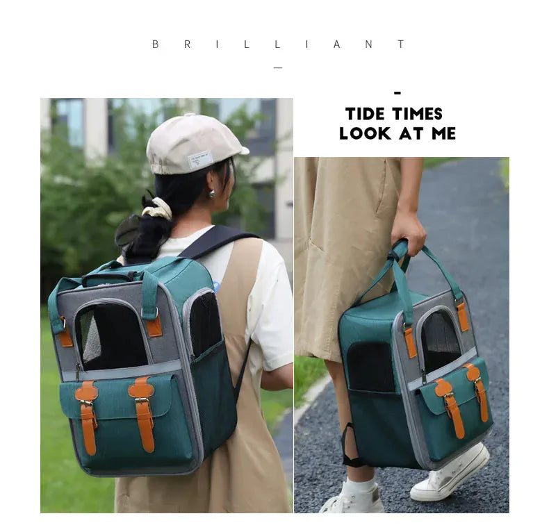 Large Cat Carrier Backpack - Three-Sided Breathable Pet Travel Bag with Sun Protection, Thickened Wear-Resistant Pet Luggage