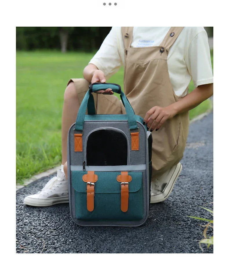 Large Cat Carrier Backpack - Three-Sided Breathable Pet Travel Bag with Sun Protection, Thickened Wear-Resistant Pet Luggage