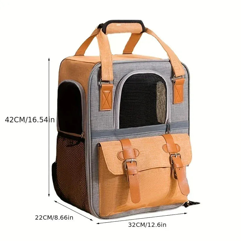 Large Cat Carrier Backpack - Three-Sided Breathable Pet Travel Bag with Sun Protection, Thickened Wear-Resistant Pet Luggage