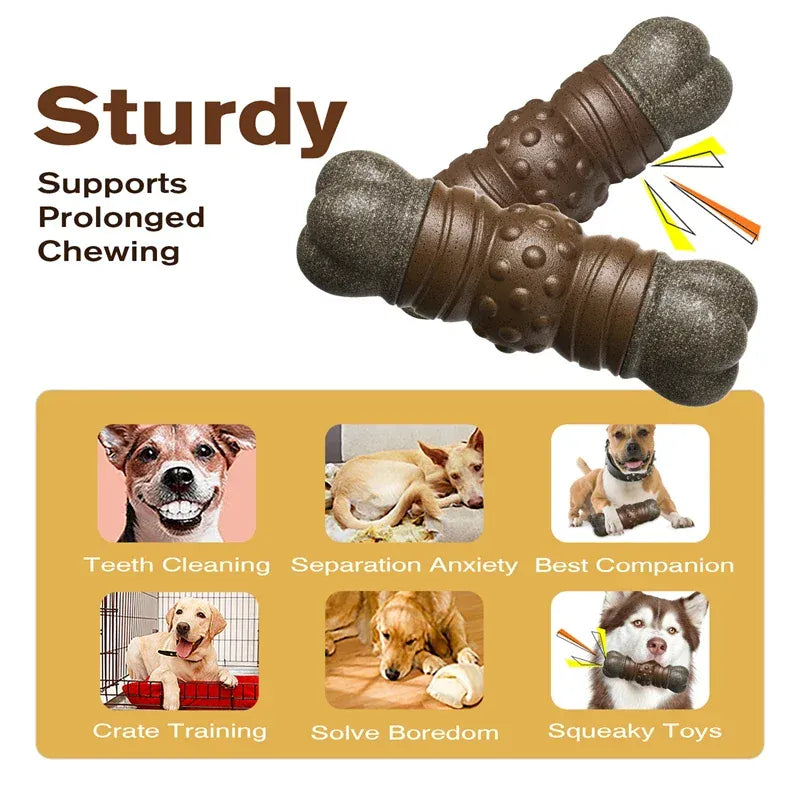 Large Dog Chew Toys Tougher than Real Bones Toy Squeaky Solve Boredom Teeth Separation Anxiety Crate Taining Sturdy Pet Supplies