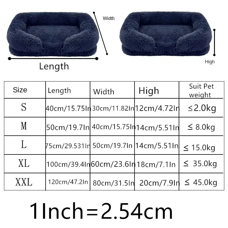 Large Orthopedic Dog Bed – Thickened Plush Pet Sofa with Removable Pad