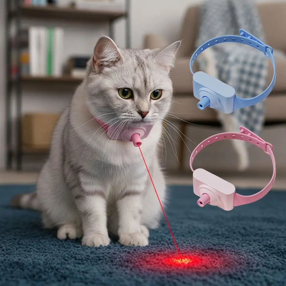 LED Cat Collar with Laser - Automatic Pet Safety Light with Interactive Toy