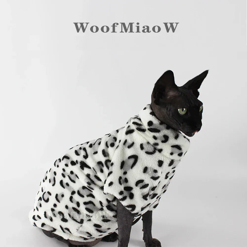 Leopard Print Sphynx Cat Clothes - Fashion Winter Wear for Hairless Cats