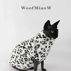 Leopard Print Sphynx Cat Clothes - Fashion Winter Wear for Hairless Cats