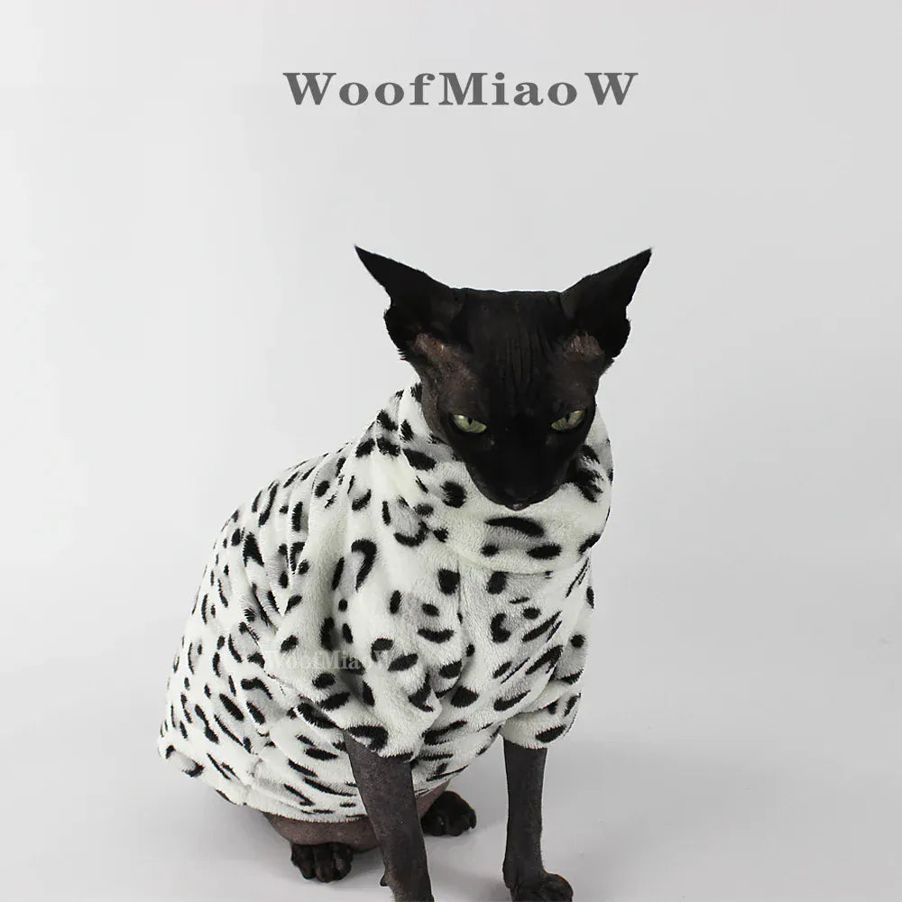 Leopard Print Sphynx Cat Clothes - Fashion Winter Wear for Hairless Cats