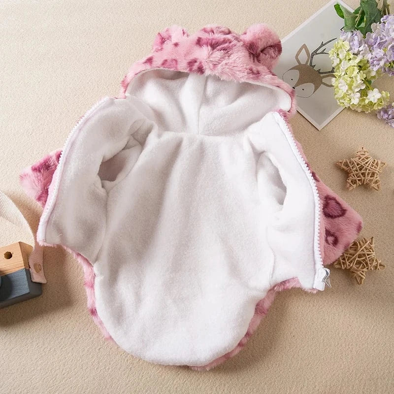 Leopard Print Winter Pet Jacket – Thickened Warm Coat for Small & Medium Dogs & Cats | Autumn/Winter Plush Pet Clothing