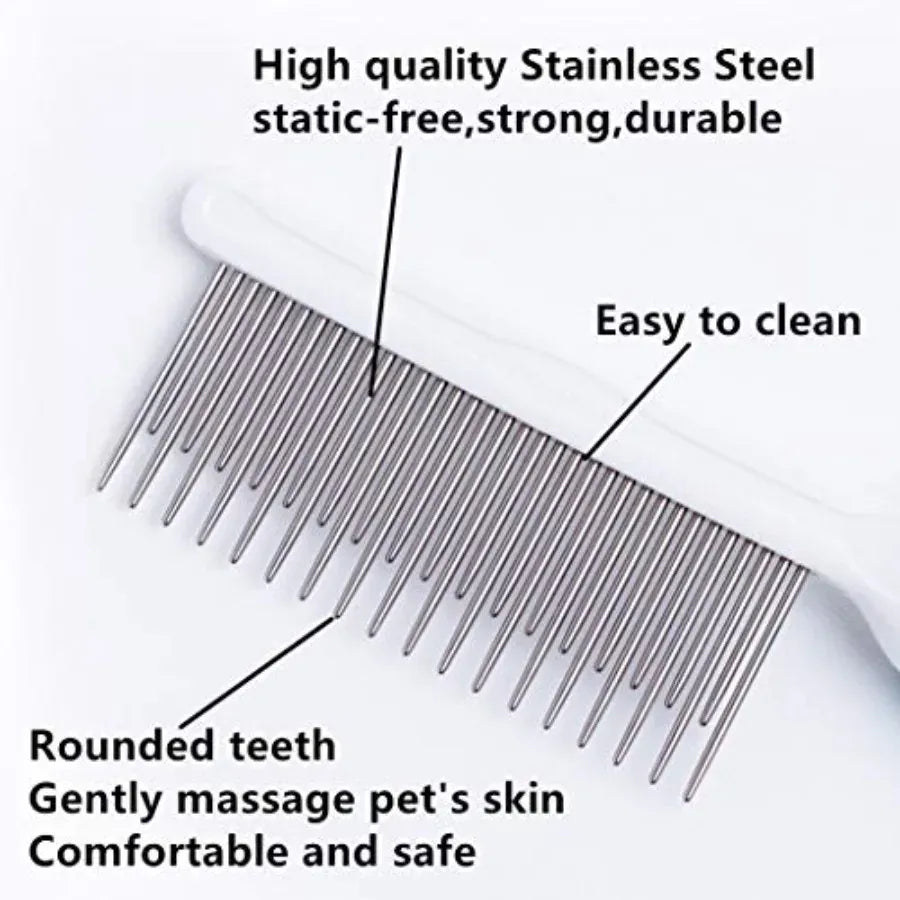 Long and Short Teeth Pet Comb for Dogs and Cats Essential Tool in Home Grooming Kit to Effectively Remove Knots Mats and Tangle
