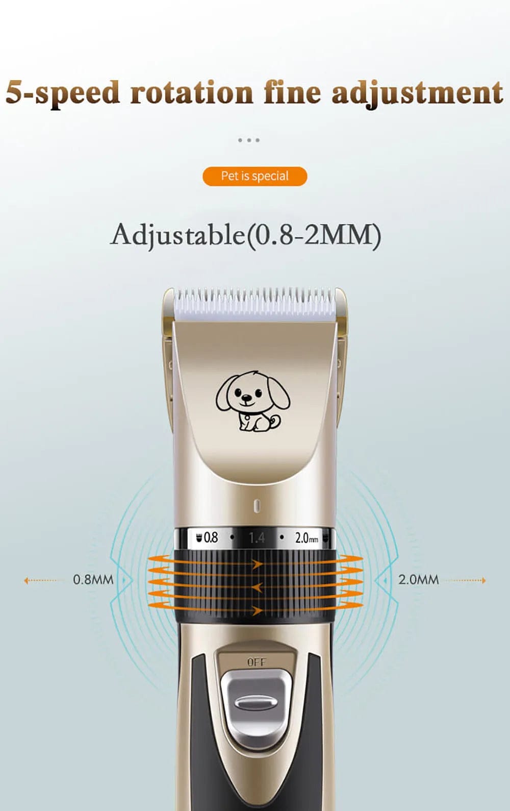 Low-Noise Dog Clippers - Rechargeable Pet Grooming Kit with 4 Guide Combs