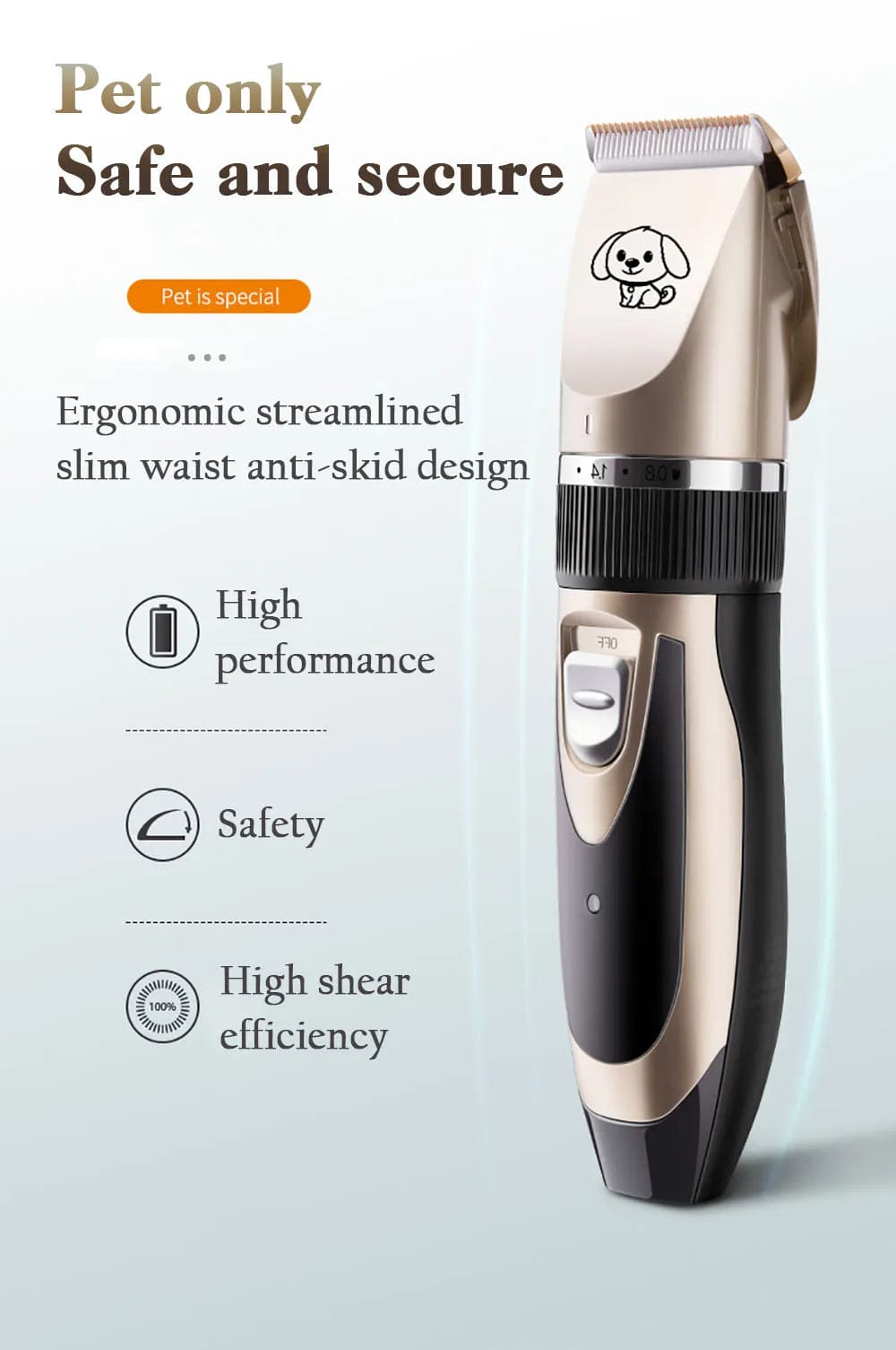 Low-Noise Dog Clippers - Rechargeable Pet Grooming Kit with 4 Guide Combs
